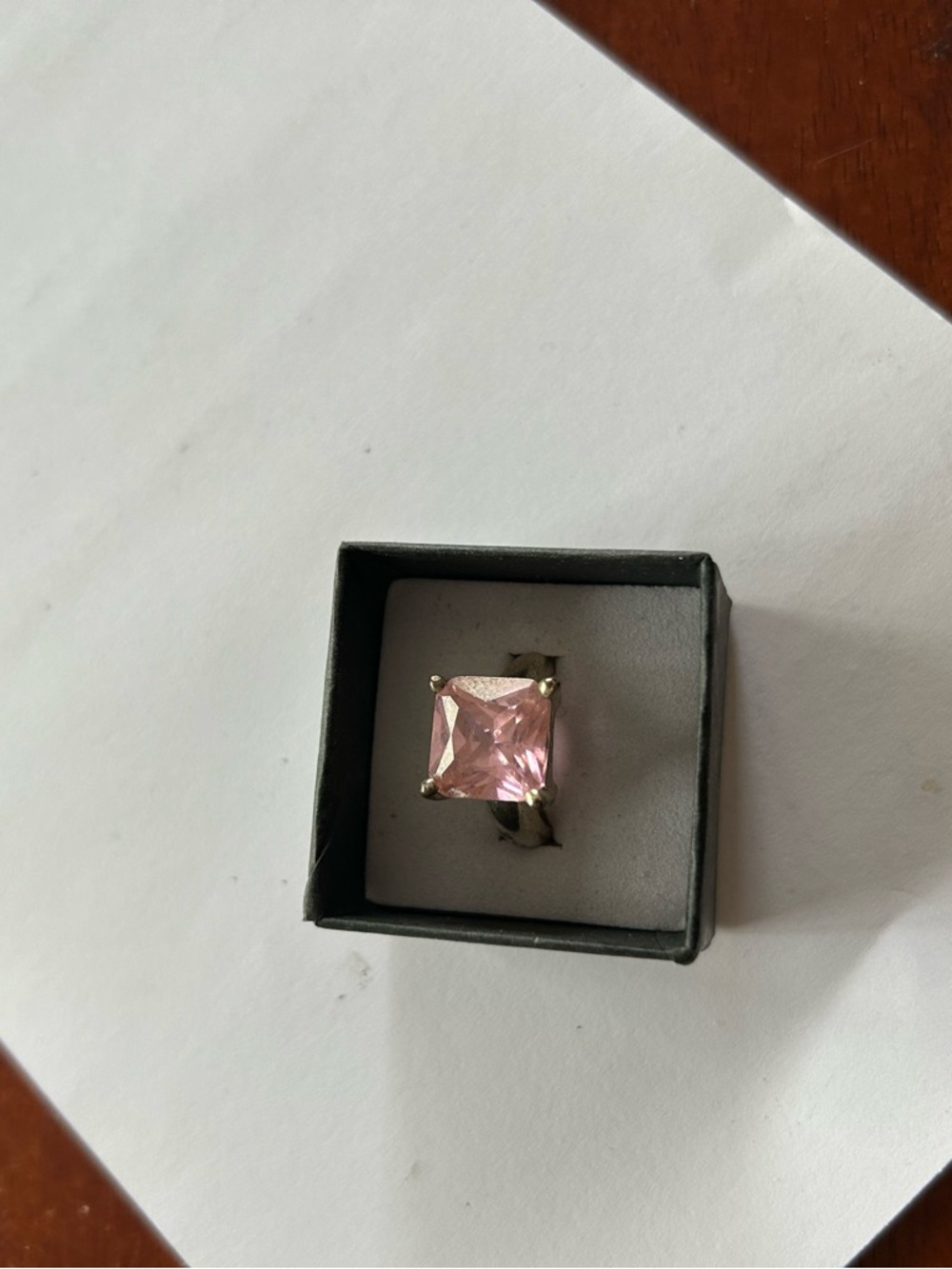 Princess-Cut Pink Stone Sterling Ring